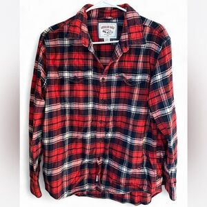 American Eagle Outfitters Red and Navy Flannel Shirt